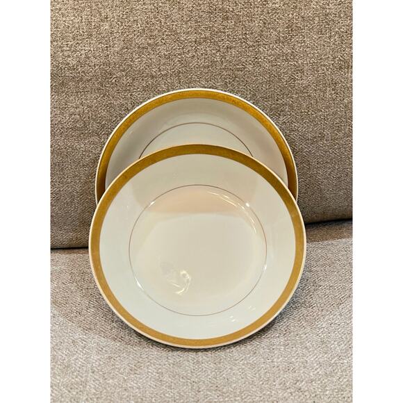 Set of 2 Mikasa Ivory China Colony Gold 5.5 Inch Round Fruit Bowls - Picture 1 of 9